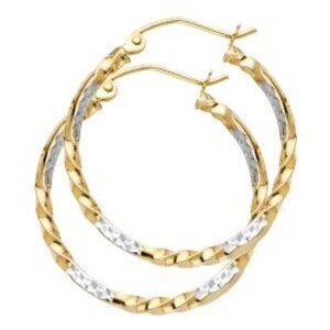 14K white gold & yellow gold Curled Hoop earrings
